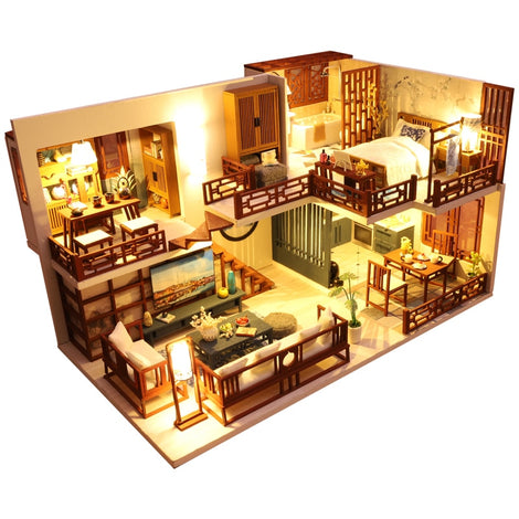 Cutebee DIY DollHouse Wooden Doll Houses Miniature Dollhouse Furniture Kit Toys for children New Year Christmas Gift  Casa M025
