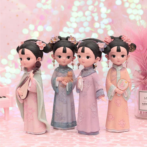 Chinese Style Humanoid Doll Court Girl Ornaments Retro Decorations Creative Gifts Girls Birthday Gifts Decorative Doll Kids Toys