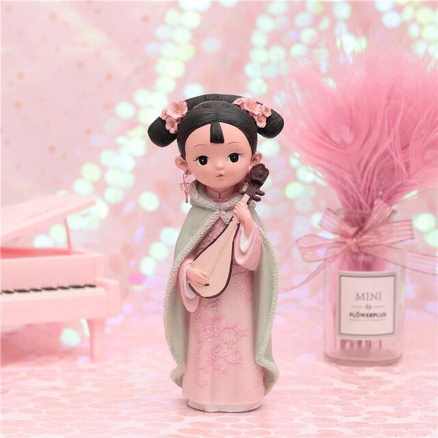 Chinese Style Humanoid Doll Court Girl Ornaments Retro Decorations Creative Gifts Girls Birthday Gifts Decorative Doll Kids Toys