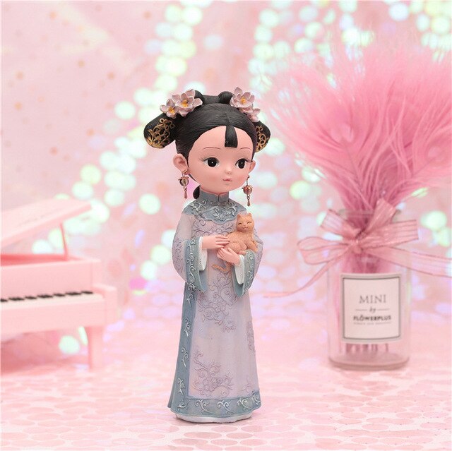 Chinese Style Humanoid Doll Court Girl Ornaments Retro Decorations Creative Gifts Girls Birthday Gifts Decorative Doll Kids Toys