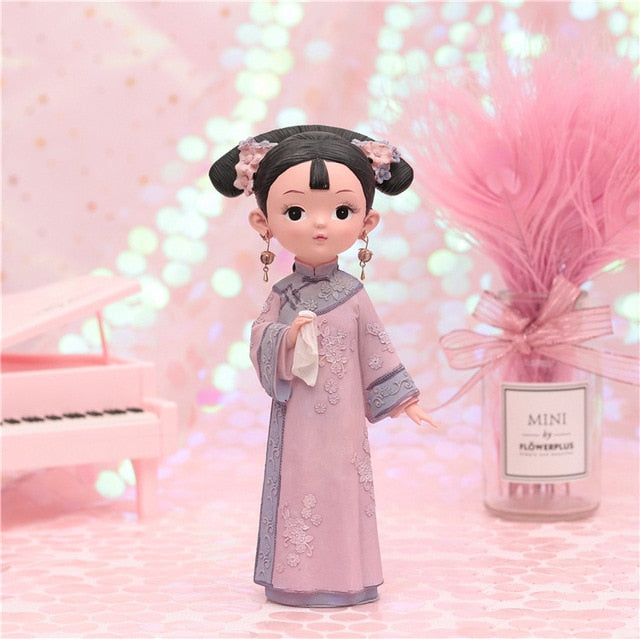 Chinese Style Humanoid Doll Court Girl Ornaments Retro Decorations Creative Gifts Girls Birthday Gifts Decorative Doll Kids Toys