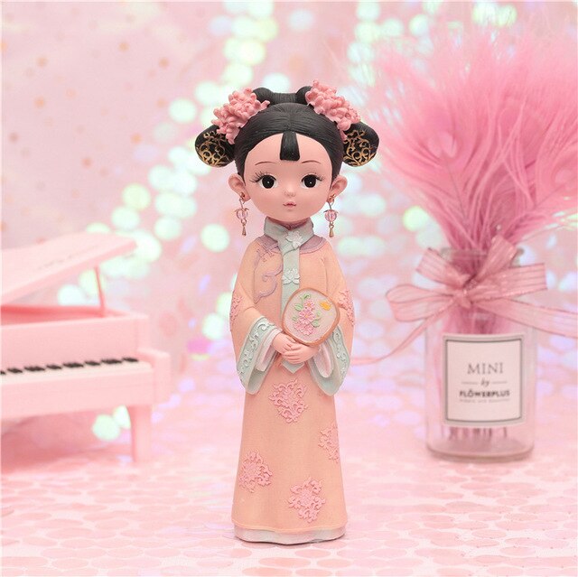 Chinese Style Humanoid Doll Court Girl Ornaments Retro Decorations Creative Gifts Girls Birthday Gifts Decorative Doll Kids Toys