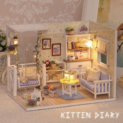 Miniature DIY Doll House Wooden Miniatura Doll Houses Furniture Assemble Kit Handmade Model Dollhouse Toy For Children Gift h13