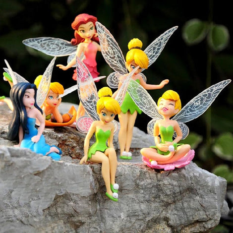 6pcs/Set Kids Gift Tinkerbell Dolls Flying Flower Fairy Children Animation Cartoon Toys Girls Dolls Baby Toy Decoration WX09