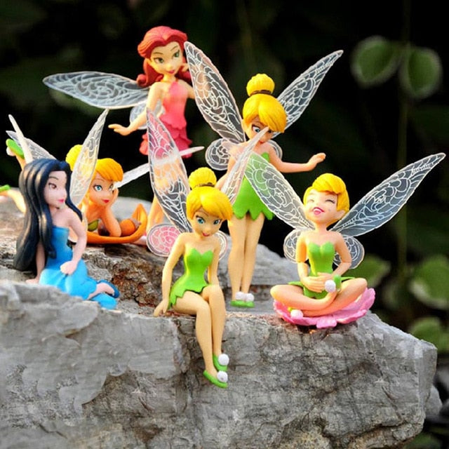 6pcs/Set Kids Gift Tinkerbell Dolls Flying Flower Fairy Children Animation Cartoon Toys Girls Dolls Baby Toy Decoration WX09