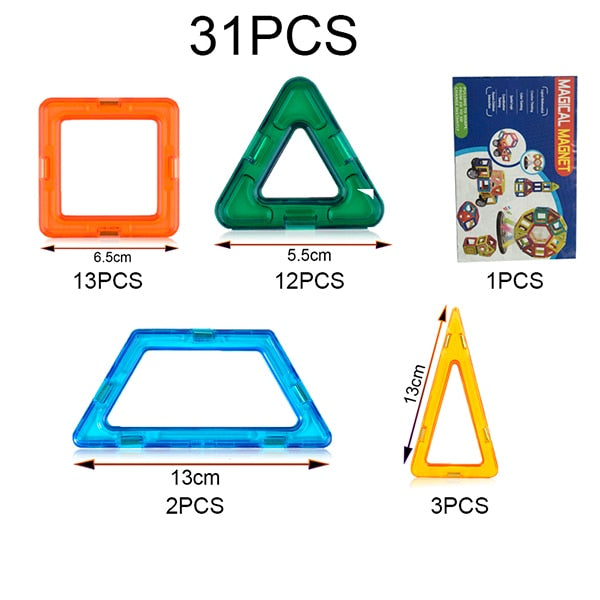 21-89pcs Big Size DIY Magnetic Blocks Magnetic Constructor Kids Magnet Designer For Children Gift Educational Toys For Boys Girl