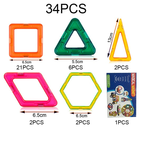 21-89pcs Big Size DIY Magnetic Blocks Magnetic Constructor Kids Magnet Designer For Children Gift Educational Toys For Boys Girl