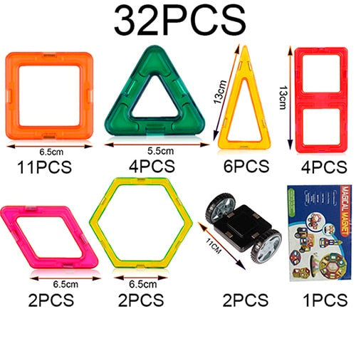 21-89pcs Big Size DIY Magnetic Blocks Magnetic Constructor Kids Magnet Designer For Children Gift Educational Toys For Boys Girl