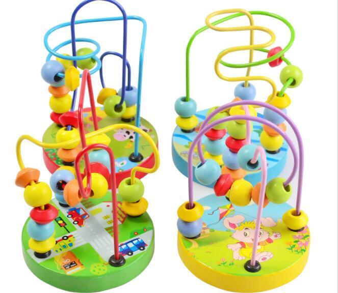 Montessori Beads Toy For Baby Kids Colorful Wooden Mini Around Beads Wire Maze Math Toy Toddler Educational Model Christmas Gift