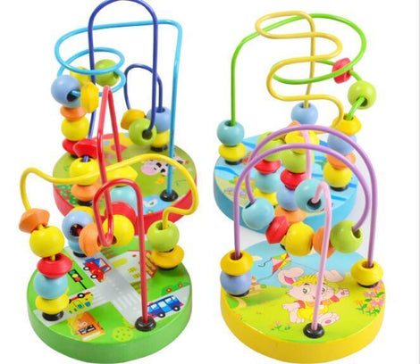Montessori Beads Toy For Baby Kids Colorful Wooden Mini Around Beads Wire Maze Math Toy Toddler Educational Model Christmas Gift