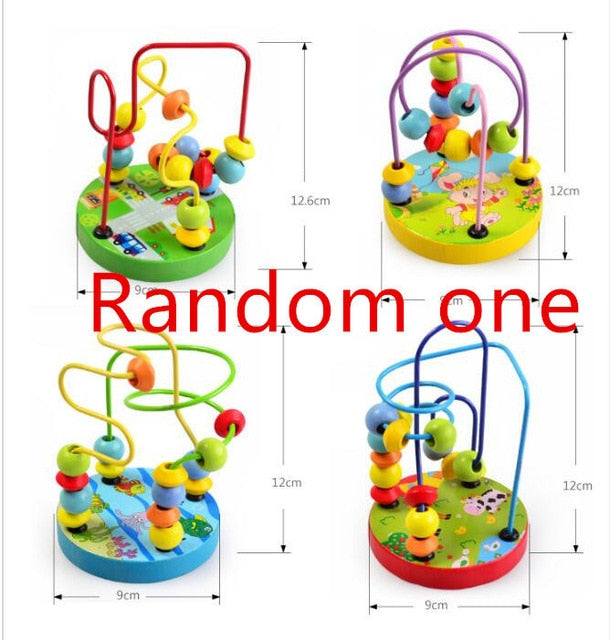 Montessori Beads Toy For Baby Kids Colorful Wooden Mini Around Beads Wire Maze Math Toy Toddler Educational Model Christmas Gift