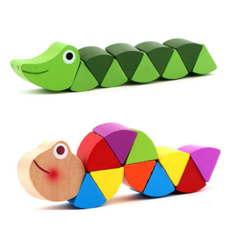 Montessori Toys Educational Wooden Toys for Children Early Learning Exercise Baby Fingers Flexible Kids Wood Twist Insects Game