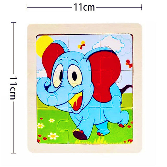 Wooden Puzzle Kids Toy Baby Wooden Jigsaw Puzzles Cartoon Dinosaur Animal Early Educational Toys for Children 9/20 Small Piece