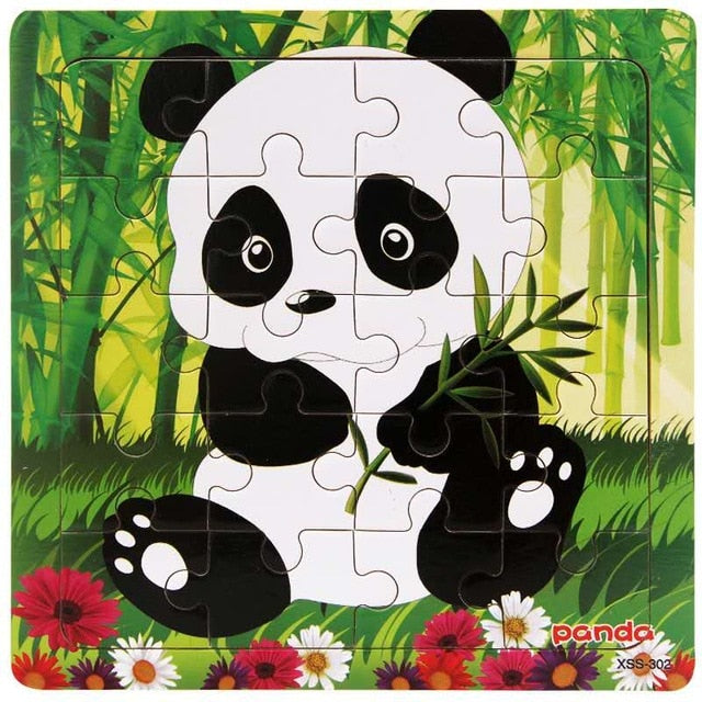 Wooden Puzzle Kids Toy Baby Wooden Jigsaw Puzzles Cartoon Dinosaur Animal Early Educational Toys for Children 9/20 Small Piece