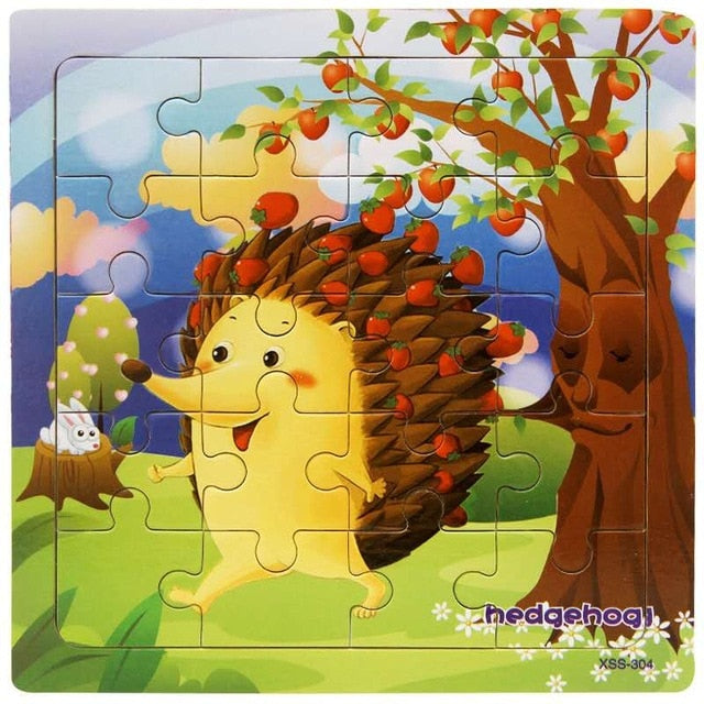 Wooden Puzzle Kids Toy Baby Wooden Jigsaw Puzzles Cartoon Dinosaur Animal Early Educational Toys for Children 9/20 Small Piece
