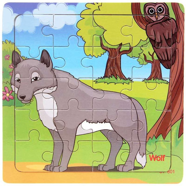 Wooden Puzzle Kids Toy Baby Wooden Jigsaw Puzzles Cartoon Dinosaur Animal Early Educational Toys for Children 9/20 Small Piece