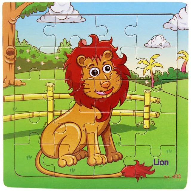 Wooden Puzzle Kids Toy Baby Wooden Jigsaw Puzzles Cartoon Dinosaur Animal Early Educational Toys for Children 9/20 Small Piece