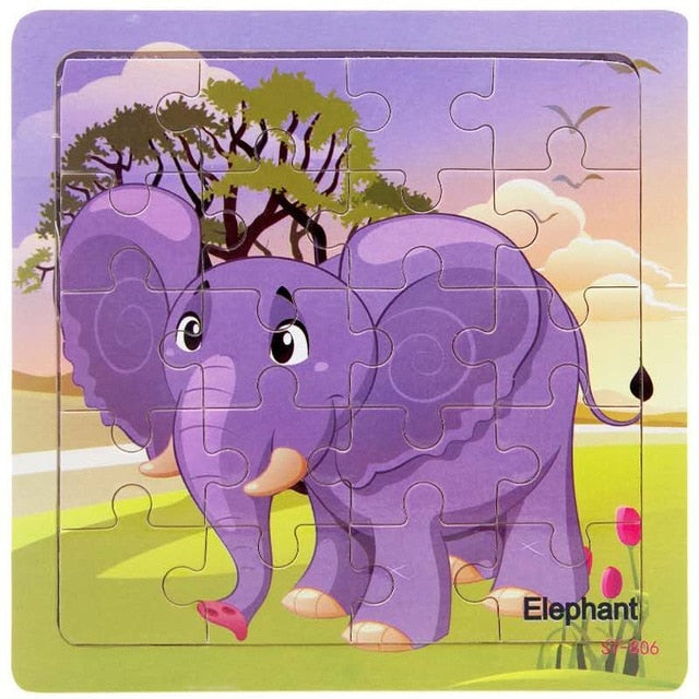 Wooden Puzzle Kids Toy Baby Wooden Jigsaw Puzzles Cartoon Dinosaur Animal Early Educational Toys for Children 9/20 Small Piece