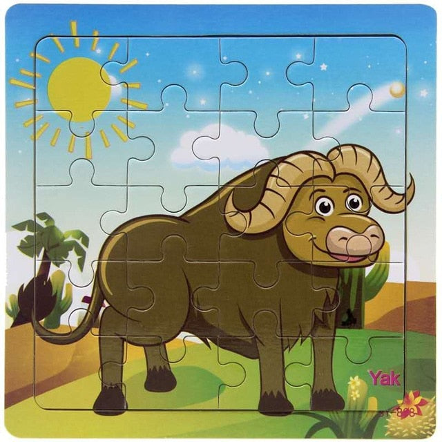 Wooden Puzzle Kids Toy Baby Wooden Jigsaw Puzzles Cartoon Dinosaur Animal Early Educational Toys for Children 9/20 Small Piece