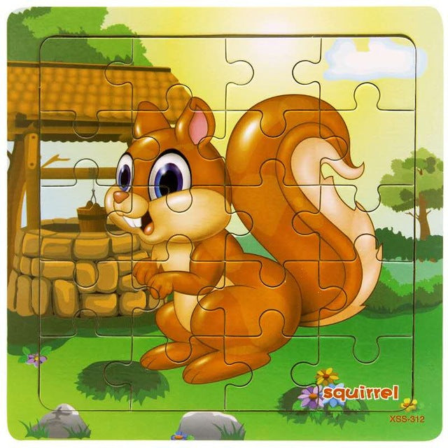 Wooden Puzzle Kids Toy Baby Wooden Jigsaw Puzzles Cartoon Dinosaur Animal Early Educational Toys for Children 9/20 Small Piece