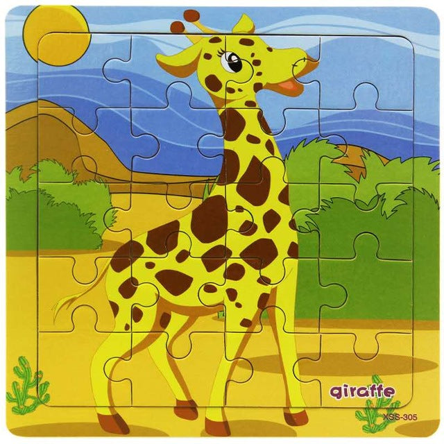 Wooden Puzzle Kids Toy Baby Wooden Jigsaw Puzzles Cartoon Dinosaur Animal Early Educational Toys for Children 9/20 Small Piece