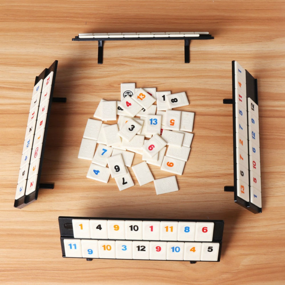 Parent-child Interactive Toys Games Portable Digital Board Game Israel Mahjong Rummikub 106 Tiles Family Travel Digital Puzzle