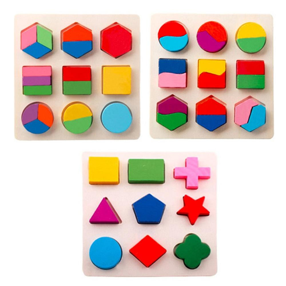 Vitoki Baby Kids 3D Wooden Puzzle Toy Colorful Geometric Shapes Recognition Toy Wonderful Kids Children Learning Educational Toy
