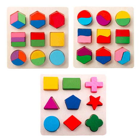 Vitoki Baby Kids 3D Wooden Puzzle Toy Colorful Geometric Shapes Recognition Toy Wonderful Kids Children Learning Educational Toy