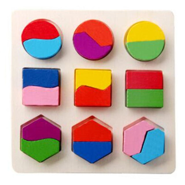 Vitoki Baby Kids 3D Wooden Puzzle Toy Colorful Geometric Shapes Recognition Toy Wonderful Kids Children Learning Educational Toy