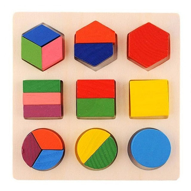 Vitoki Baby Kids 3D Wooden Puzzle Toy Colorful Geometric Shapes Recognition Toy Wonderful Kids Children Learning Educational Toy