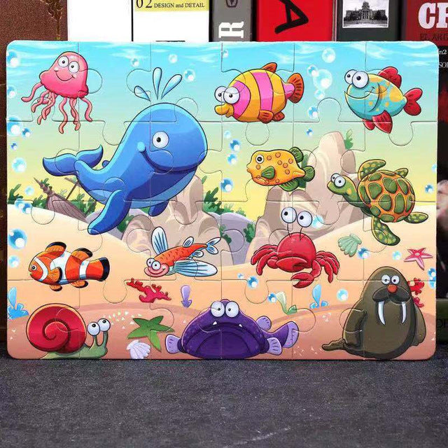 Hot Sale 1pcs 24/40/60 Slice Small Piece Puzzle Toy Children Animals Wooden Jigsaw Puzzles Kids Educational Toys for Baby