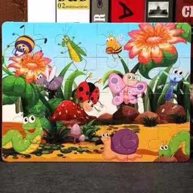 Hot Sale 1pcs 24/40/60 Slice Small Piece Puzzle Toy Children Animals Wooden Jigsaw Puzzles Kids Educational Toys for Baby