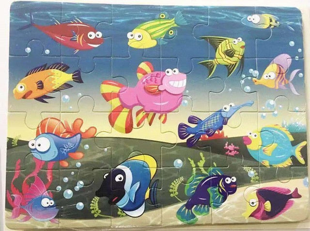 Hot Sale 1pcs 24/40/60 Slice Small Piece Puzzle Toy Children Animals Wooden Jigsaw Puzzles Kids Educational Toys for Baby