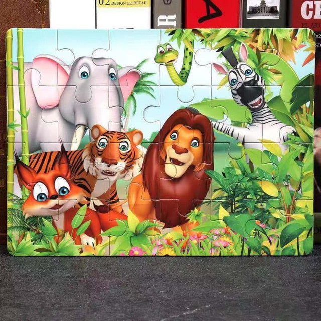 Hot Sale 1pcs 24/40/60 Slice Small Piece Puzzle Toy Children Animals Wooden Jigsaw Puzzles Kids Educational Toys for Baby