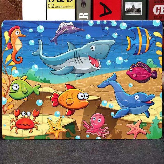 Hot Sale 1pcs 24/40/60 Slice Small Piece Puzzle Toy Children Animals Wooden Jigsaw Puzzles Kids Educational Toys for Baby