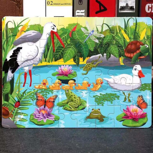 Hot Sale 1pcs 24/40/60 Slice Small Piece Puzzle Toy Children Animals Wooden Jigsaw Puzzles Kids Educational Toys for Baby