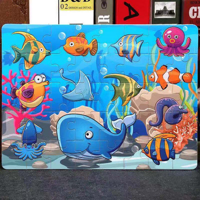 Hot Sale 1pcs 24/40/60 Slice Small Piece Puzzle Toy Children Animals Wooden Jigsaw Puzzles Kids Educational Toys for Baby
