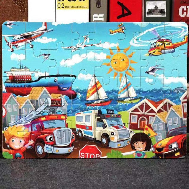Hot Sale 1pcs 24/40/60 Slice Small Piece Puzzle Toy Children Animals Wooden Jigsaw Puzzles Kids Educational Toys for Baby
