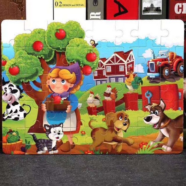 Hot Sale 1pcs 24/40/60 Slice Small Piece Puzzle Toy Children Animals Wooden Jigsaw Puzzles Kids Educational Toys for Baby
