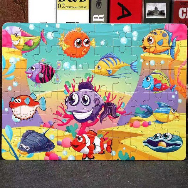 Hot Sale 1pcs 24/40/60 Slice Small Piece Puzzle Toy Children Animals Wooden Jigsaw Puzzles Kids Educational Toys for Baby