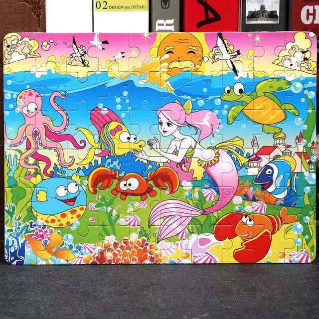 Hot Sale 1pcs 24/40/60 Slice Small Piece Puzzle Toy Children Animals Wooden Jigsaw Puzzles Kids Educational Toys for Baby