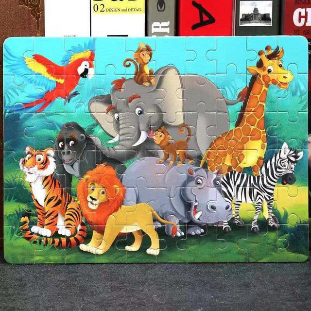 Hot Sale 1pcs 24/40/60 Slice Small Piece Puzzle Toy Children Animals Wooden Jigsaw Puzzles Kids Educational Toys for Baby