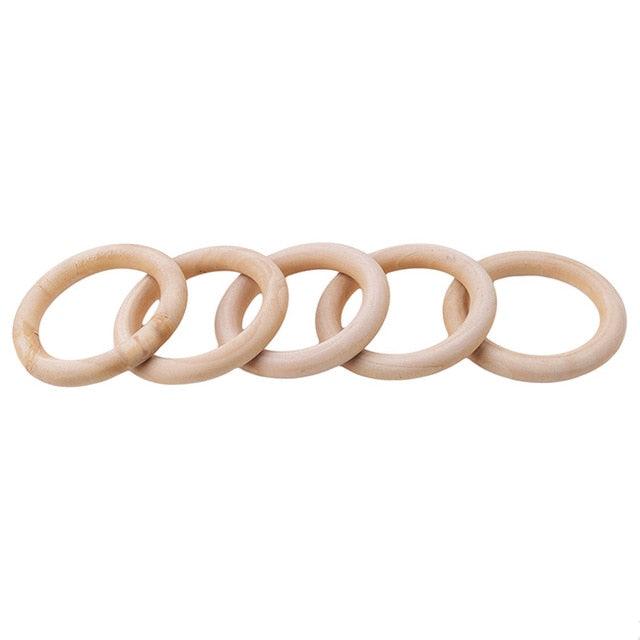 5pcs Baby Toy Wooden Teether Rings Bracelet DIY Crafts Natural New Round Connectors Circles Rings Teether Rattles Kids Baby Toys