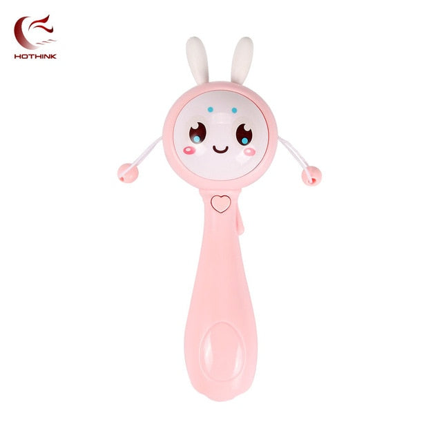 HOTHINK Baby Rattles toy Grasping Rattle Drum Plastic Hand Bell Rabbit Looks Funny Soft Music Lullaby Toys Birthday Gifts